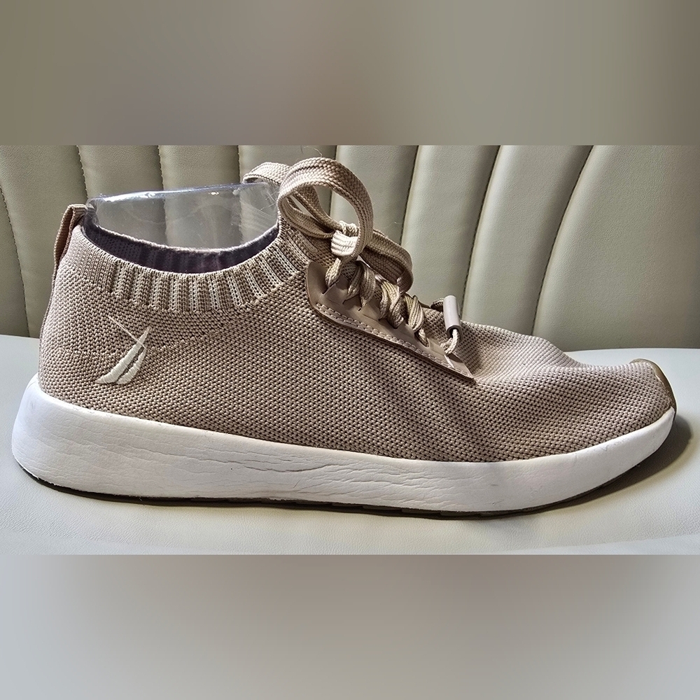 Nautica Shoes Womens 9 Zyla Knitted Low Top Lace Up Sneakers Beige Mesh Fabric - Picture 8 of 13